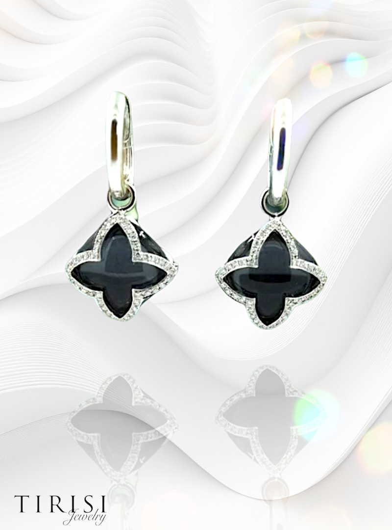 Tirisi Jewerly - Seoul Hematite Doublet & white gyémánt fülbevaló