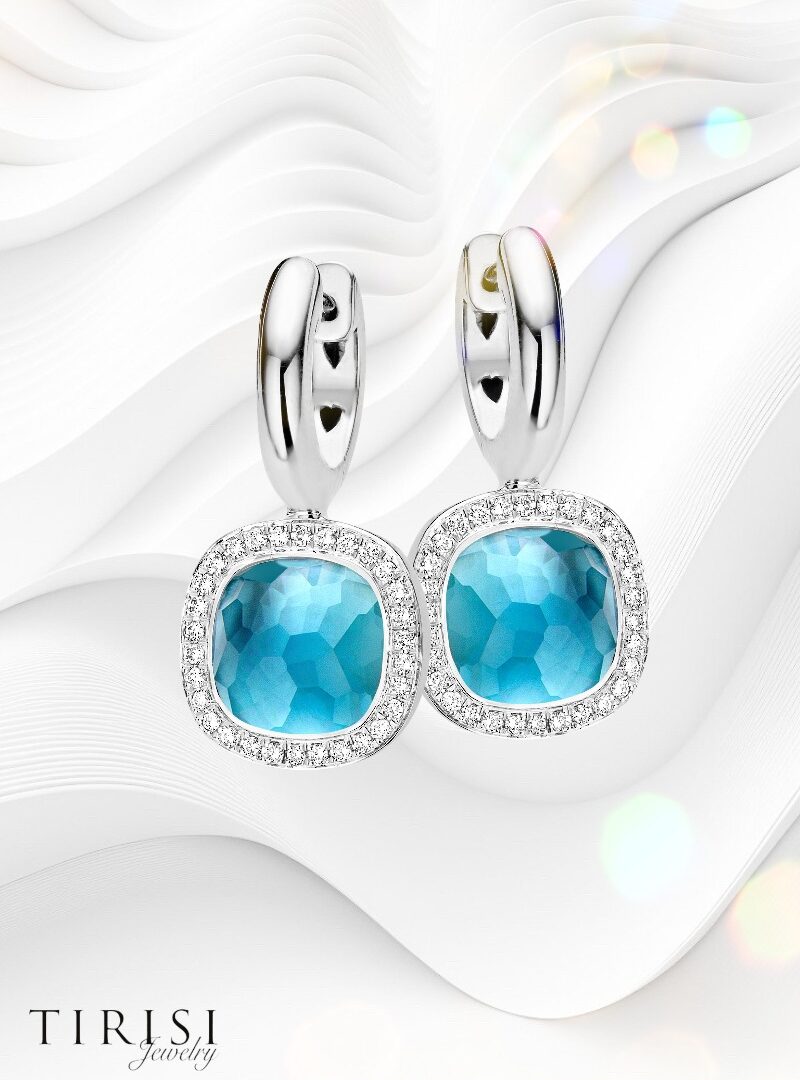 Tirisi Jewelry - Milano Blue Topaz gyémánt fülbevaló
