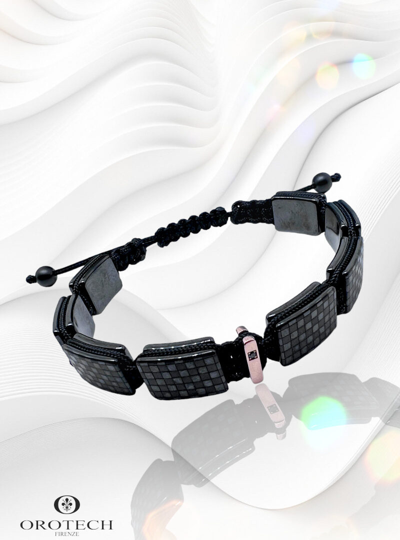 Orotech Black Cube állítható fekete porcelán karkötő