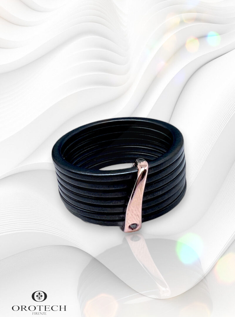 Orotech Black Rosé fekete porcelán férfi gyémánt karikagyűrű