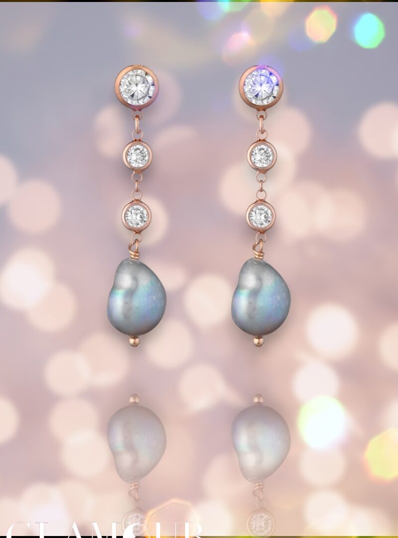 Lelune Glamour - Silver Sophie "S" gyöngyös fülbevaló