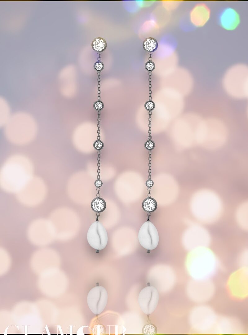 Lelune Glamour - Silver Sophie "L" gyöngyös fülbevaló