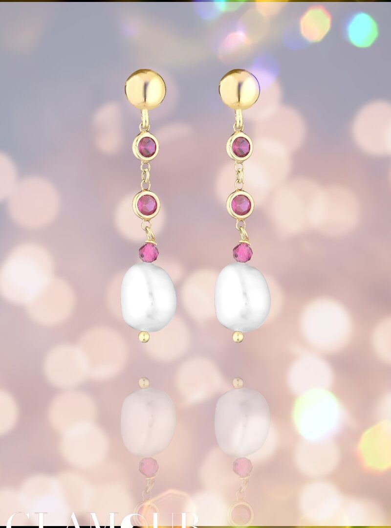 Lelune Glamour - Pink Sophie "L" gyöngyös fülbevaló