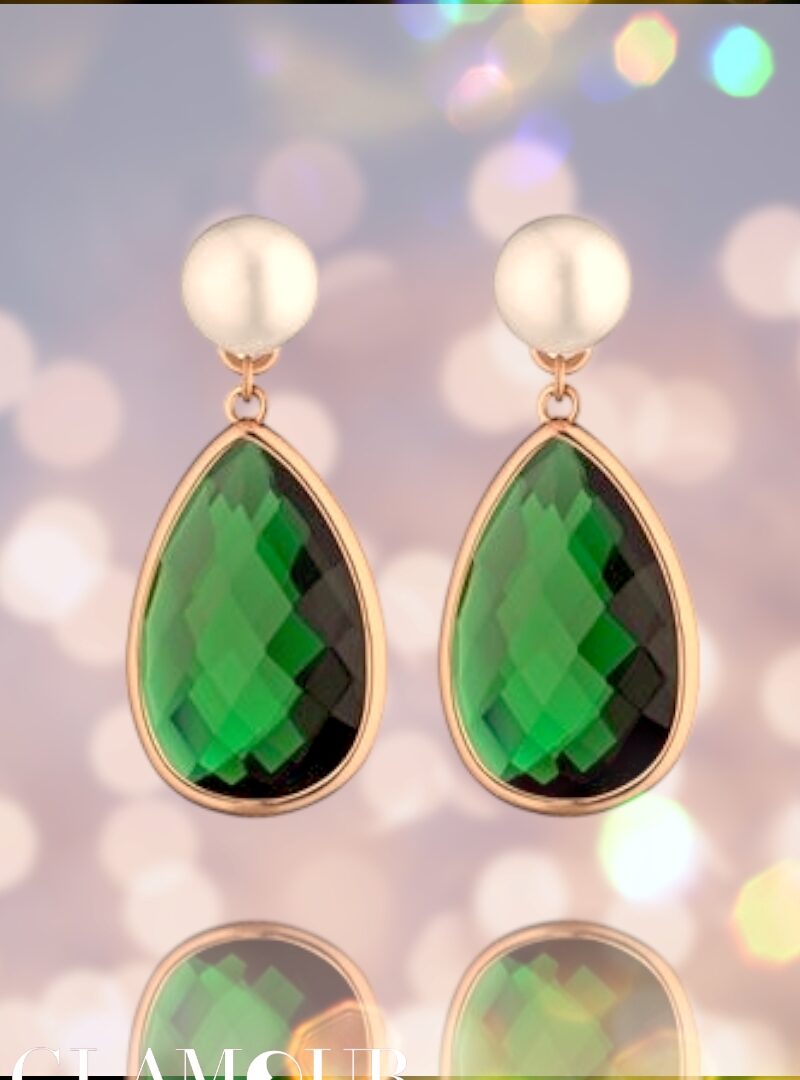 Lelune Glamour - Green Crystal fülbevaló
