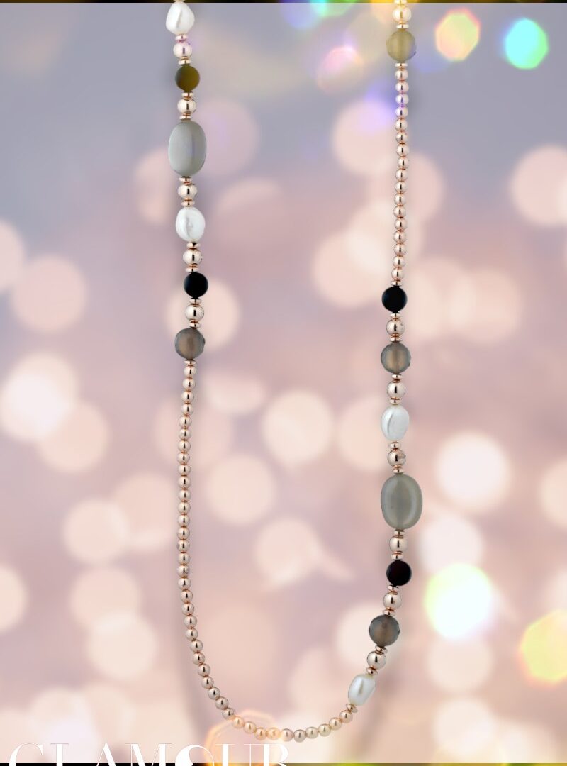Lelune Glamour - Grey "Mix Gold" Sophie gyöngyös nyakék