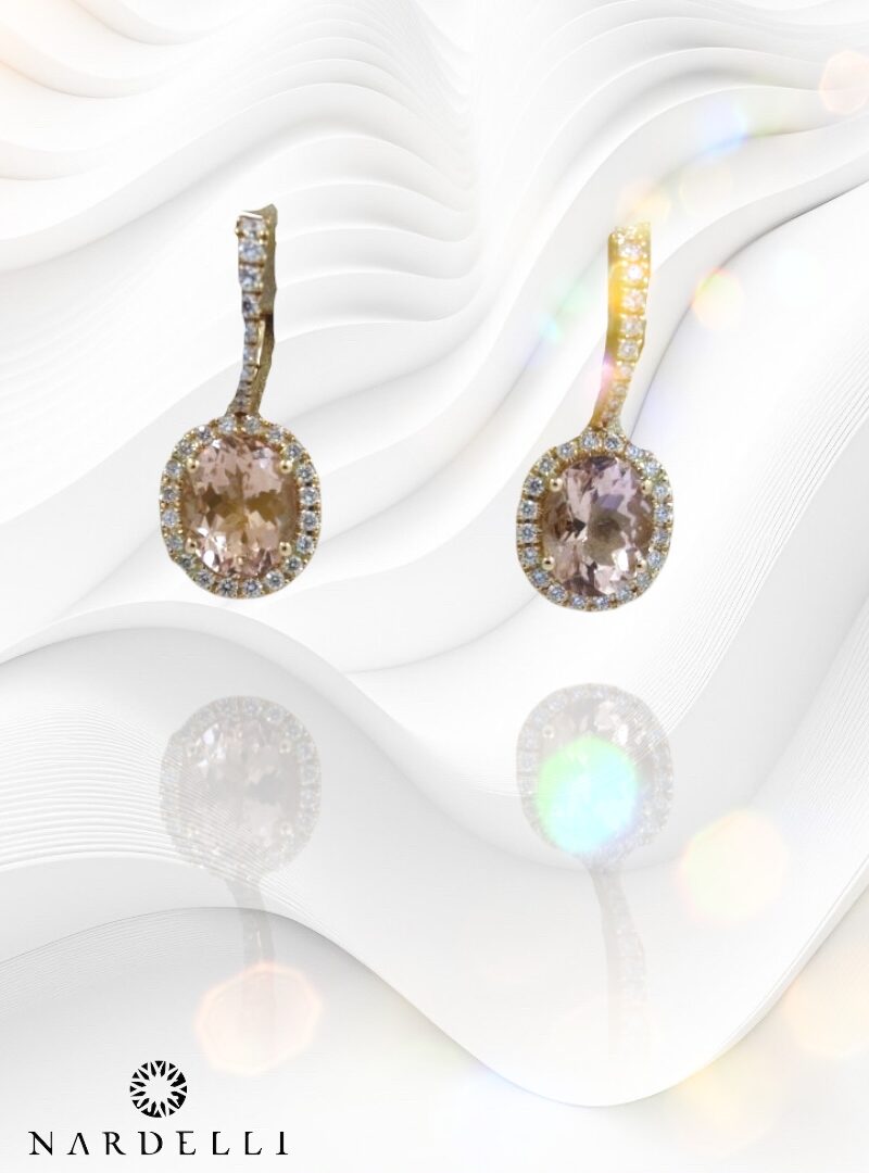Luxury Morganite gyémánt fülbevaló